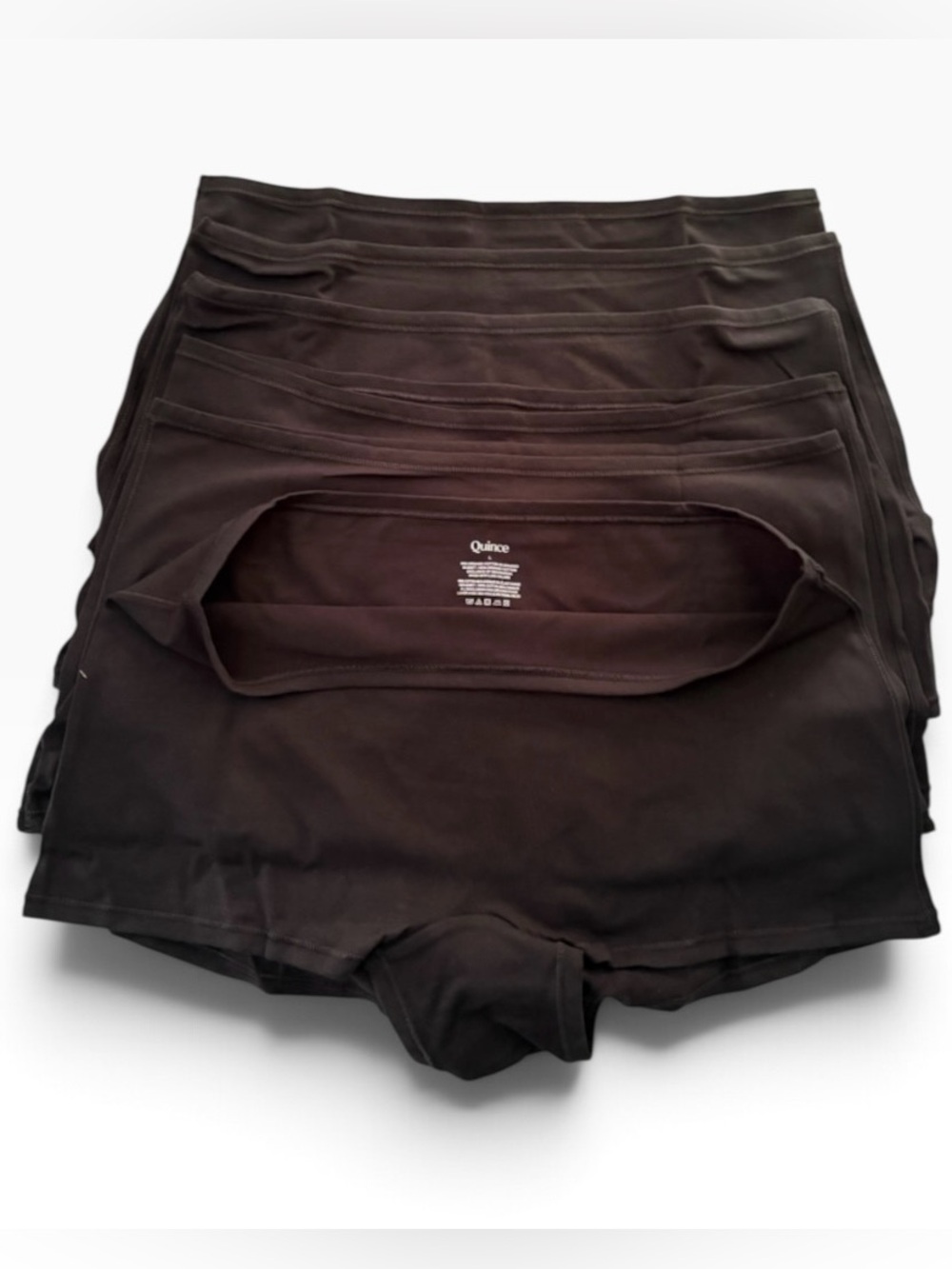 Quince Organic Cotton Boyshort Underwear 6-Pack Black Size L NIB - Picture 4 of 8